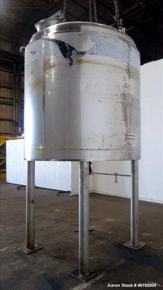 Used Custom Metalcraft Tank, Model 1188300, 1,321 Gallon, 304 Stainless Steel, Vertical. Approximately 76" diameter x 60" straight side. Dished top and bottom. Insulated with stainless steel sheathin...