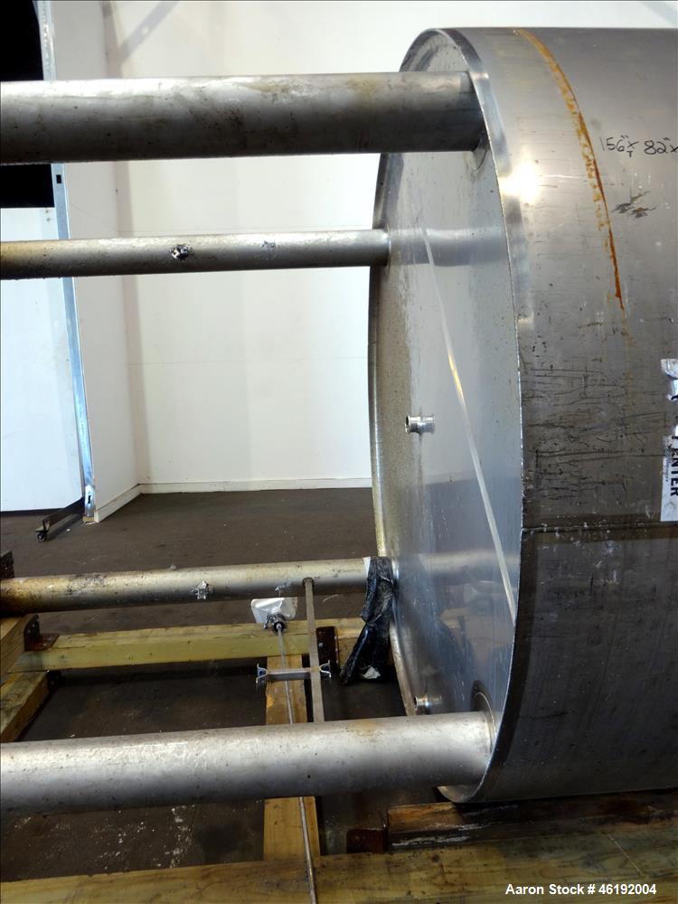 Used Custom Metalcraft Tank, Model 1188300, 1,321 Gallon, 304 Stainless Steel, Vertical. Approximately 76" diameter x 60" straight side. Dished top and bottom. Insulated with stainless steel sheathin...