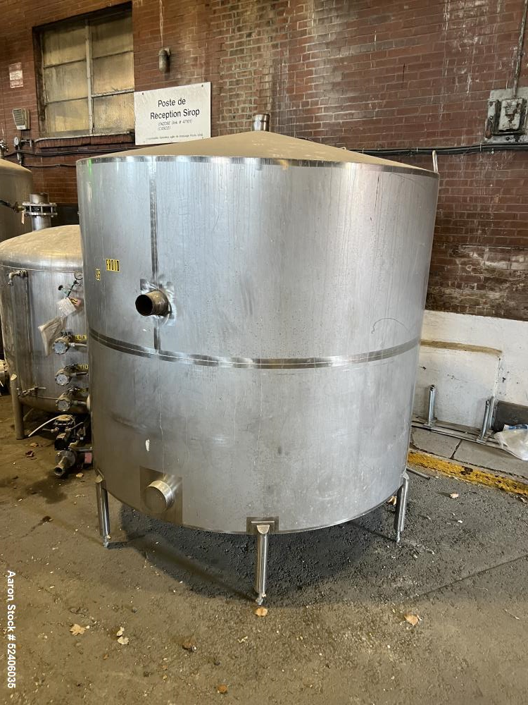 Used-Industries D'Acler Tank, Approximate 6625 Liter (1750 Gallon), 304 Stainless Steel, Vertical. Approximate 78" diameter ...