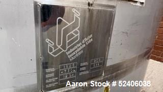 Used Industries D'Acler Tank, Approximate 4730 Liter (1249 Gallon), 316 Stainless Steel, Vertical. Approximate 72" diameter x 72" straight side, coned top & bottom. Mounted on 4 stainless legs. Seria...