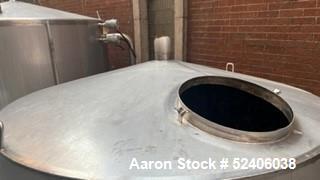 Used Industries D'Acler Tank, Approximate 4730 Liter (1249 Gallon), 316 Stainless Steel, Vertical. Approximate 72" diameter x 72" straight side, coned top & bottom. Mounted on 4 stainless legs. Seria...