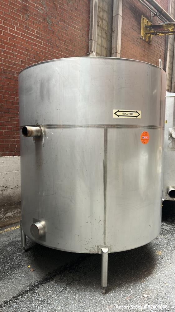 Used-Industries D'Acler Tank, Approximate 4730 Liter (1249 Gallon), 316 Stainless Steel, Vertical. Approximate 72" diameter ...
