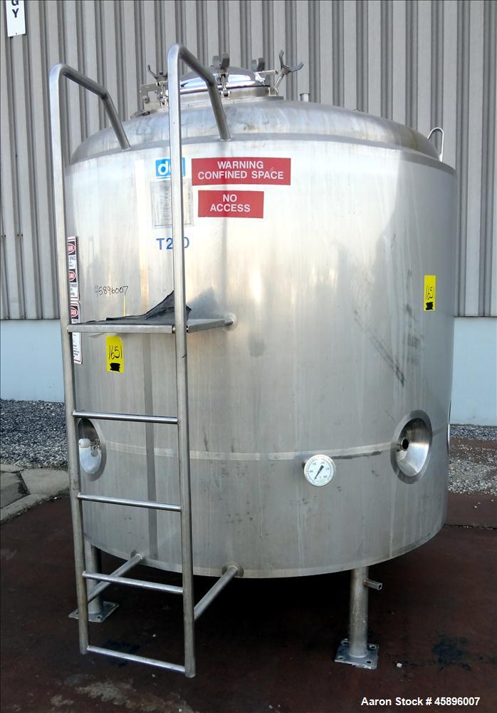 Used DCI Pressure Tank, 1000 Gallon, 316L Stainless Steel, Vertical. 76" Diameter x 52" straight side, dished top and bottom. 180 Grit finished internal rated 30/-15 psi at -20 to 300 degrees F. Insu...