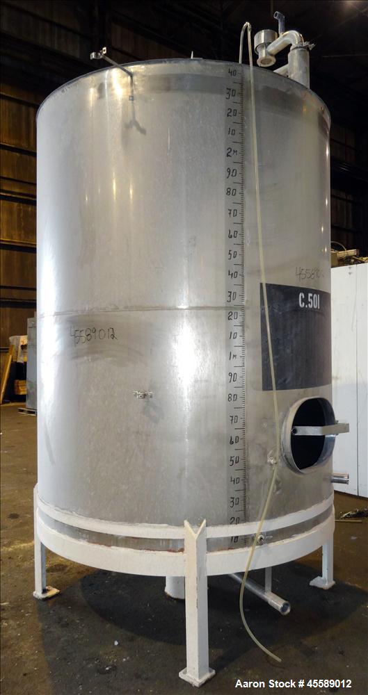 Used 2500 Gallon Douglas Brothers 304 Stainless Steel Vertical Tank