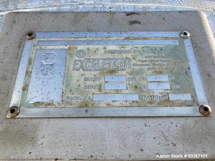 Used ExceleTech 2500 Gallon 304 Stainless Steel Vertical Pressure Tank – 430 PSI @ 450°F, 6' Dia x 12' Straight Side, Insulated