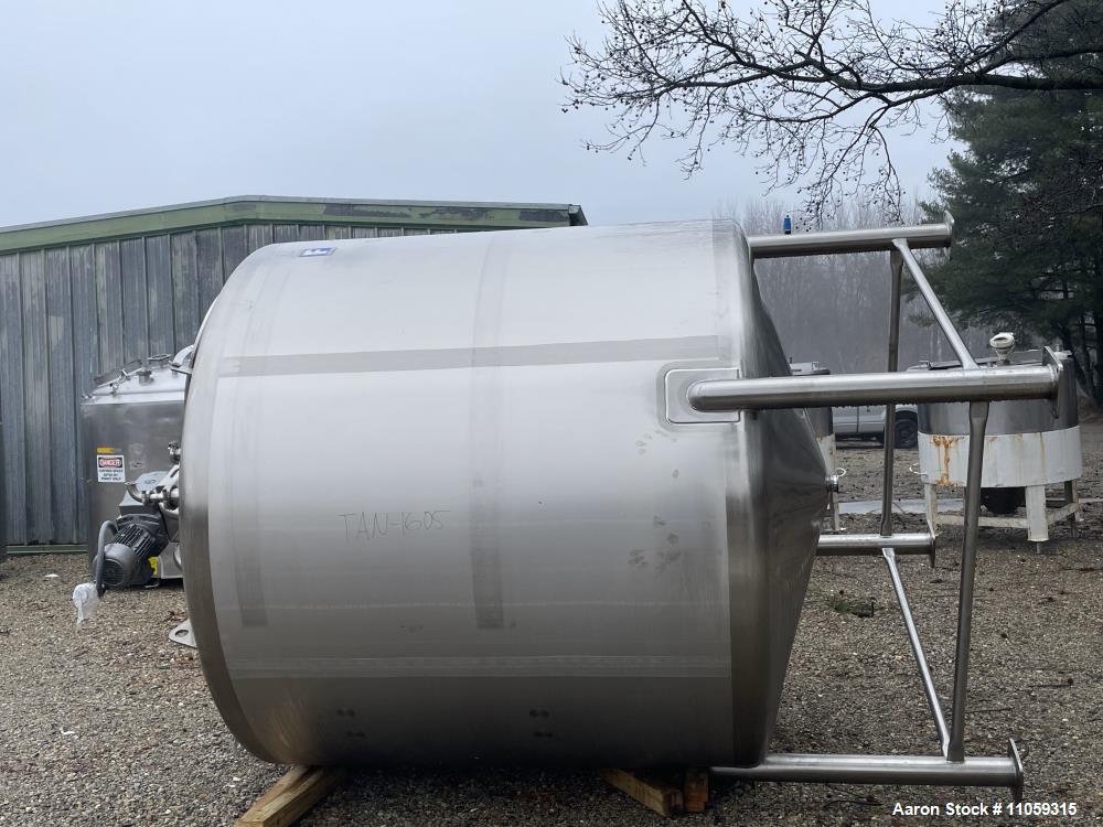 Used Feldmeier Sanitary Cone Bottom Mix Tank, 2,500 Gallon Capacity. 316 Stainl