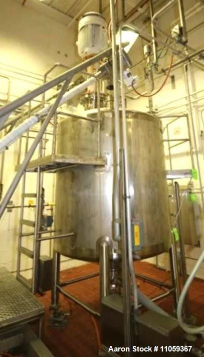 Used Feldmeier 1000 Gallon Sanitary Mix Tank with Admix Rotosolver High Shear Mixer | Stainless Steel | CIP | 40 HP