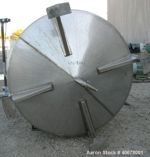 Used Feldmeier Tank, 1900 gallon, 316 stainless steel, vertical. 80" diameter x 84" straight side, coned top and bottom. Openings: top 4", 2" tri-clamp, 20" manway with cover; 3" tri-clamp tangential...