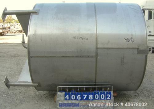 Used Feldmeier Tank, 1900 gallon, 316 stainless steel, vertical. 80" diameter x 84" straight side, coned top and bottom. Openings: top 4", 2" tri-clamp, 20" manway with cover; 3" tri-clamp tangential...