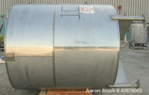 Used Feldmeier Tank, 1900 gallon, 316 stainless steel, vertical. 80" diameter x 84" straight side, coned top and bottom. Openings: top 4", 2" tri-clamp, 20" manway with cover; 3" tri-clamp tangential...
