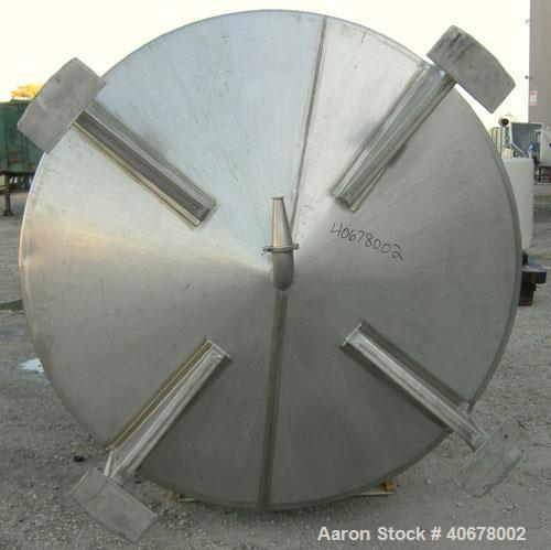 Used Feldmeier Tank, 1900 gallon, 316 stainless steel, vertical. 80" diameter x 84" straight side, coned top and bottom. Openings: top 4", 2" tri-clamp, 20" manway with cover; 3" tri-clamp tangential...