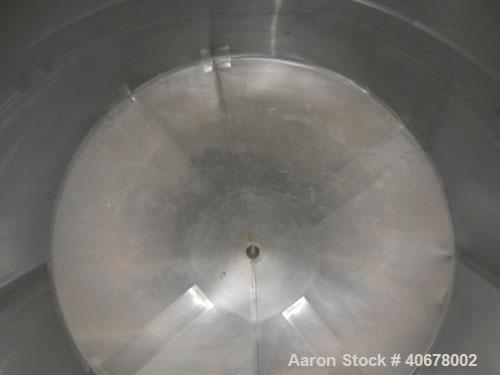 Used Feldmeier Tank, 1900 gallon, 316 stainless steel, vertical. 80" diameter x 84" straight side, coned top and bottom. Openings: top 4", 2" tri-clamp, 20" manway with cover; 3" tri-clamp tangential...