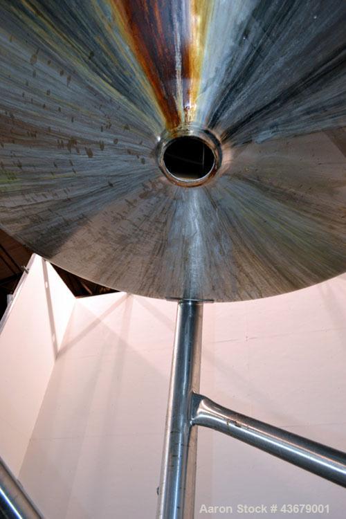 Used Feldmeier Tank, 1,500 Gallon, 316 Stainless Steel, Vertical. 72" Diameter x 78-1/2" straight side, dished top and bottom. (4) Side wall baffles. Openings top 2" tri-clamp, (3) 3" tri-clamp, 4" t...