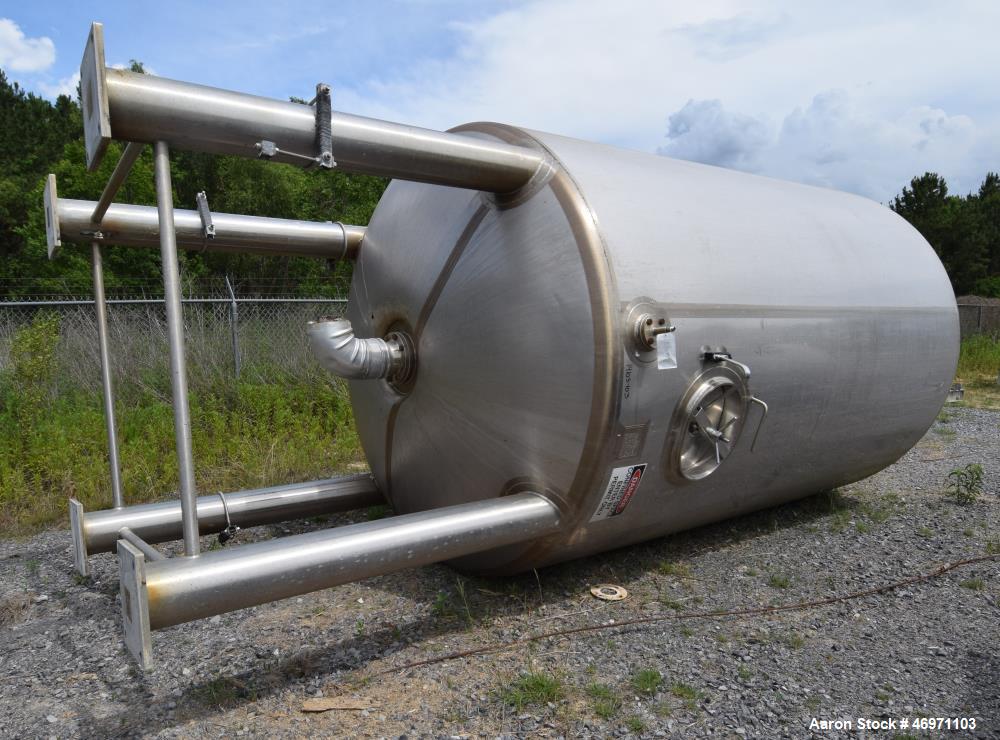 Used Feldmeier Pressure Tank, Approximate 4475 Gallon, 304L Stainless Steel, Vertical. Approximate 96” diameter x 132” straight side, dished top and bottom. Internal rated 14.69 psi & 1.3 psi vacuum ...