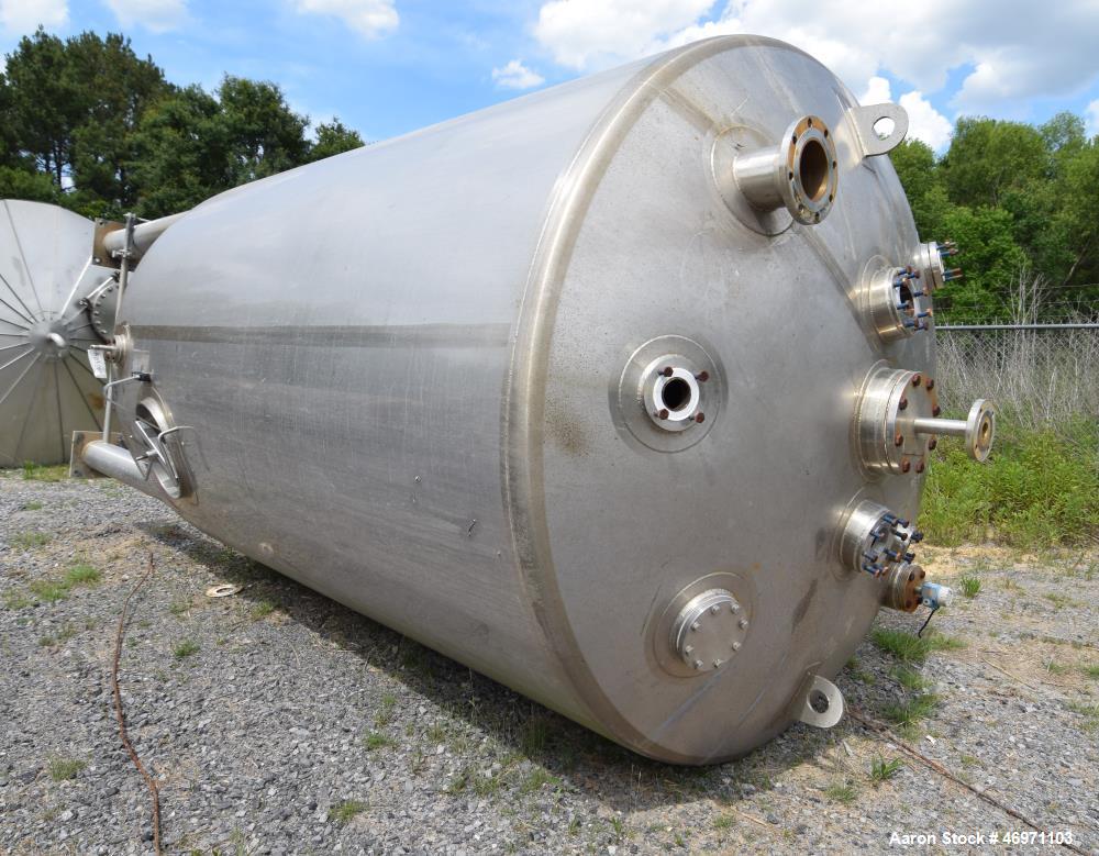 Used Feldmeier Pressure Tank, Approximate 4475 Gallon, 304L Stainless Steel, Vertical. Approximate 96” diameter x 132” straight side, dished top and bottom. Internal rated 14.69 psi & 1.3 psi vacuum ...