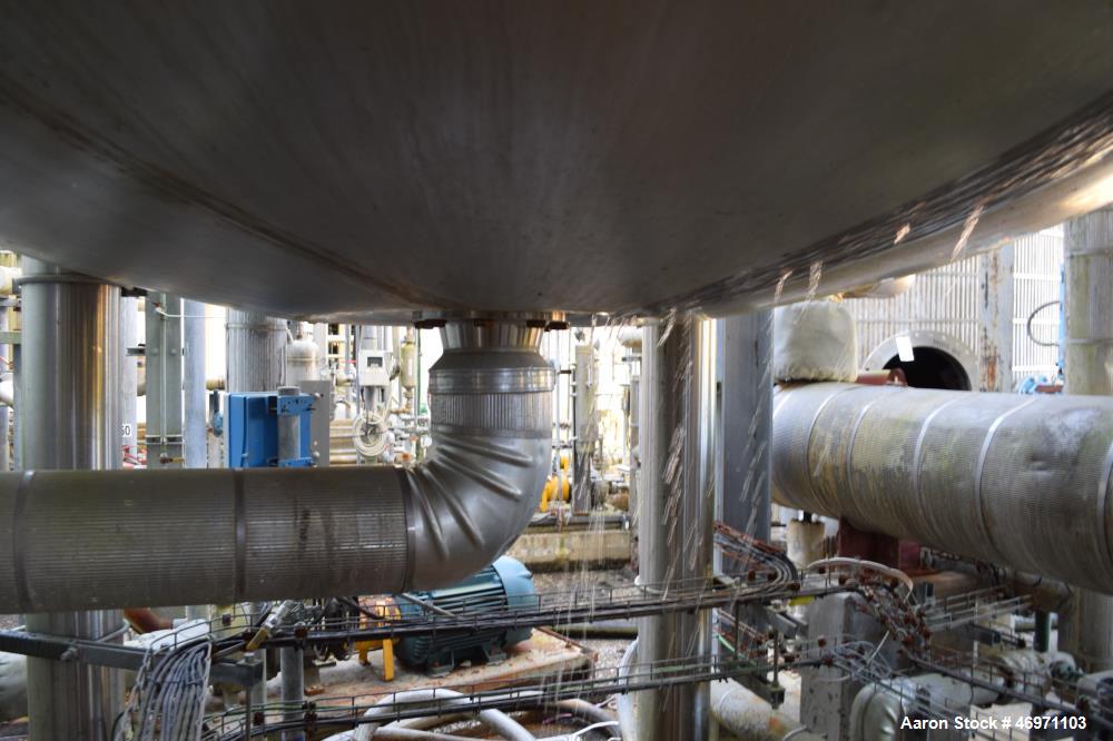 Used Feldmeier Pressure Tank, Approximate 4475 Gallon, 304L Stainless Steel, Vertical. Approximate 96” diameter x 132” straight side, dished top and bottom. Internal rated 14.69 psi & 1.3 psi vacuum ...