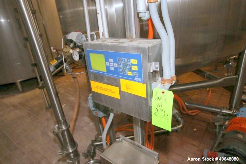Used Feldmeier Stainless Steel Single Wall Mix Tank, Approximate 1,500 Gallon, Vertical. Internal Tank Dims.  Approx. 92" Tall x 72" Dia. Dished top, cone bottom. Top entering anchor style agitator. ...