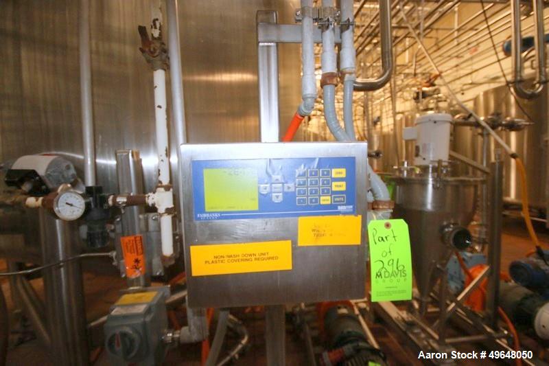 Used Feldmeier Stainless Steel Single Wall Mix Tank, Approximate 1,500 Gallon, Vertical. Internal Tank Dims.  Approx. 92" Tall x 72" Dia. Dished top, cone bottom. Top entering anchor style agitator. ...
