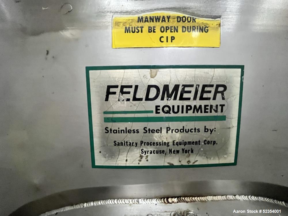 Used- Feldmeier Stainless Steel Storage Tank, Approximately 4,200 Gallons