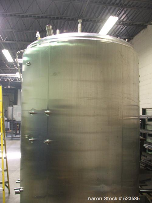 USED: Feldmeier jacketed processor, 2,000 gallon. 87" diameter x 104"straight side. OAH 150". 304 stainless steel, vertical, dish top,sloped bottom. Year 1972.