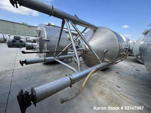 Used Feldmeier 1,700 Gallon 316 Stainless Steel Jacketed Tank. Double motion scraper agitation. Approximate 8' diameter X 4' straight side with approximate 45 degree cone bottom with 4" center bottom...