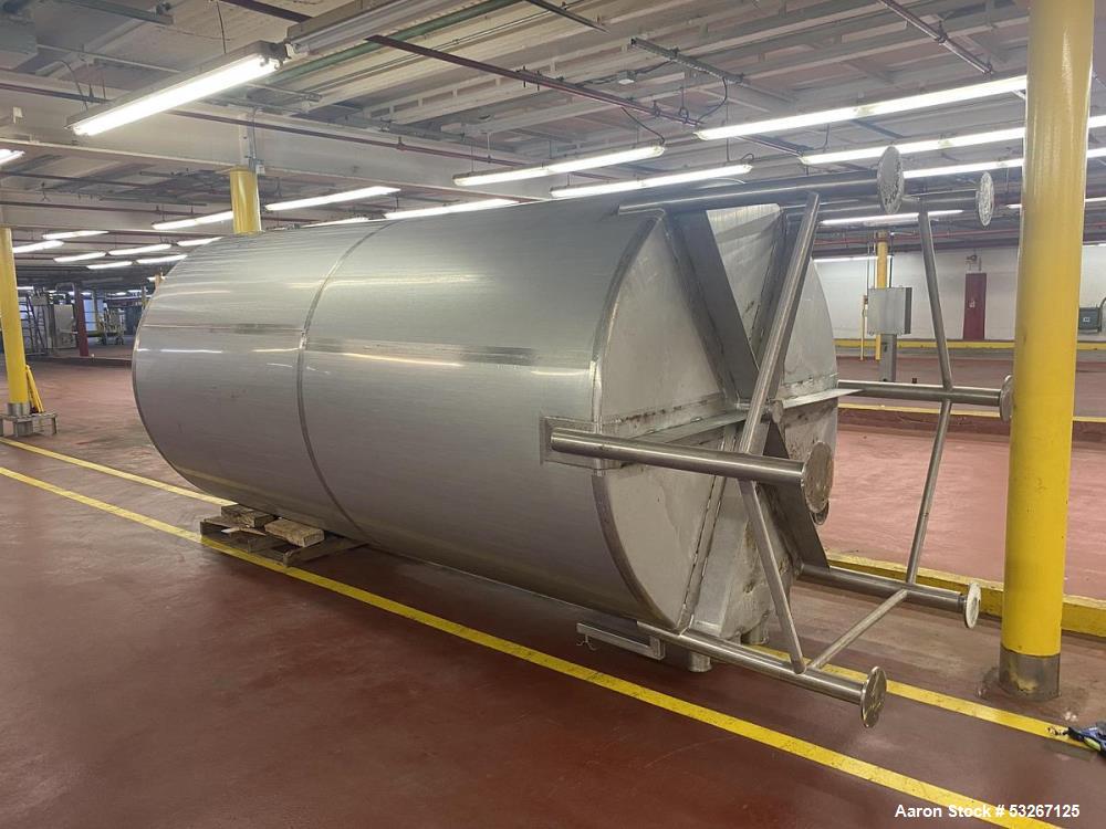 Used Feldmeier 4,000 Gallon Stainless Steel Tank | Dished Top | Sloped Bottom | 6-Leg Mount