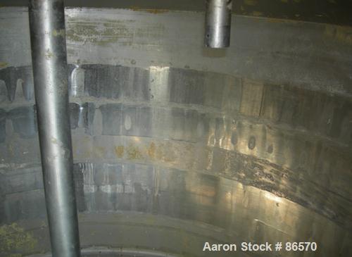 Used Feldmeier Mix Tank, 1000 Gallon, 304 Stainless Steel, Vertical. 82" Diameter x 48" straight side. Dished top, 44" coned bottom. Insulated. Fixed stainless steel agitator bridge with an approxima...