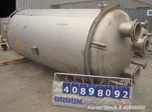 Used Four Corp Pressure Tank, 1200 Gallon, AL-6XN Superaustenitic Stainless Steel, Vertical. 56" diameter x 108" straight side, dished top and bottom. Internal rated 75/-15 psi at 302 deg F. Openings...