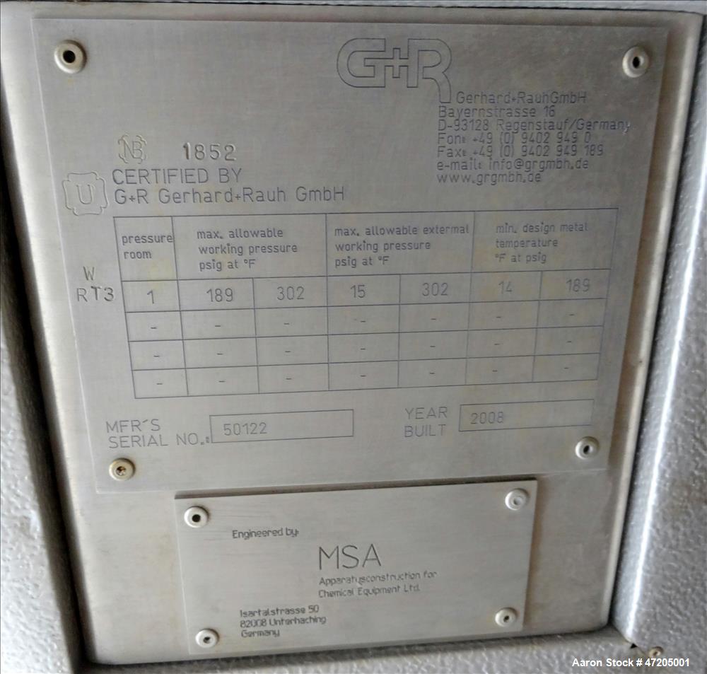Unused- Gerhard Rauh GmbH Pressure Tank, Approximately 2,900 Gallon, 316 Stainle
