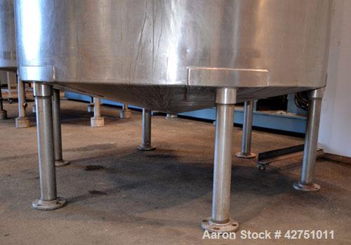 Used Groen Tank, 2000 Gallon, Model 2000 SP, 304 Stainless Steel, Vertical. 84" Diameter x 90" straight side. Open top with (2) 1/3 hinged covers, coned bottom. Bolt on stainless steel agitator bridg...