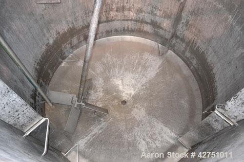 Used Groen Tank, 2000 Gallon, Model 2000 SP, 304 Stainless Steel, Vertical. 84" Diameter x 90" straight side. Open top with (2) 1/3 hinged covers, coned bottom. Bolt on stainless steel agitator bridg...