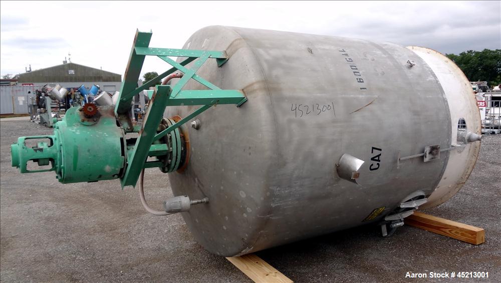 Used 2000 Gallon Stainless Steel Groen Pressure Tank, Model 2B-WC-1000