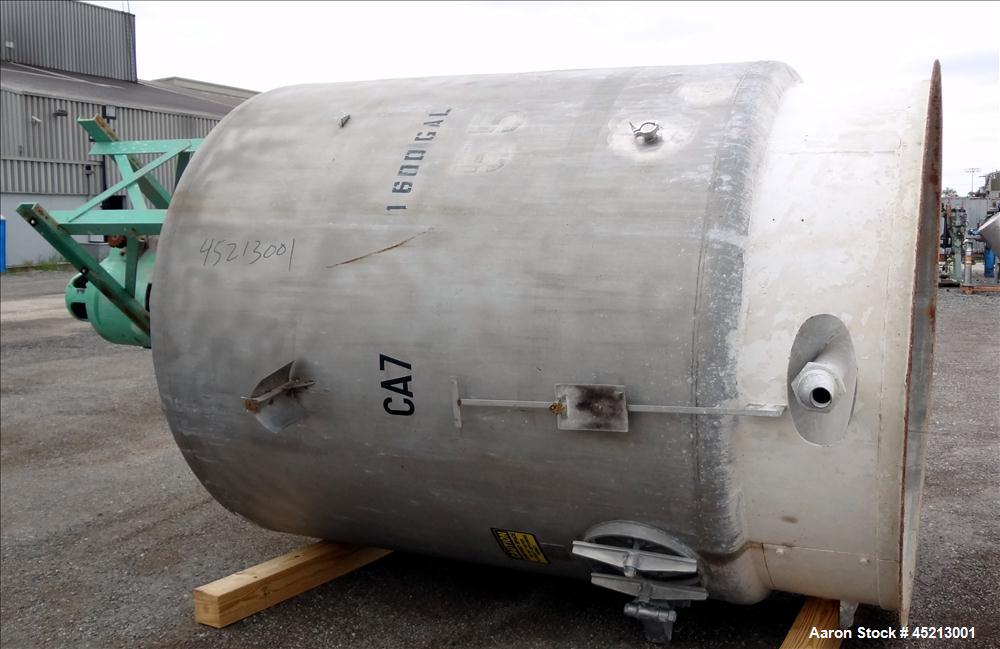 Used 2000 Gallon Stainless Steel Groen Pressure Tank, Model 2B-WC-1000