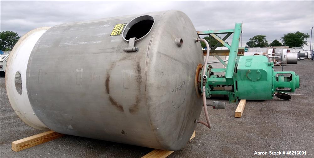 Used 2000 Gallon Stainless Steel Groen Pressure Tank, Model 2B-WC-1000