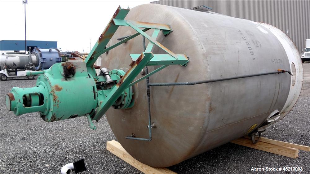 Used 2000 Gallon Stainless Steel Groen Pressure Tank, Model 2B-WC-1000 