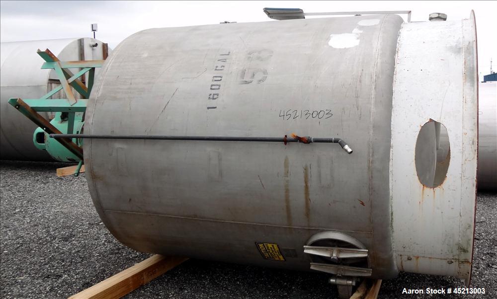 Used 2000 Gallon Stainless Steel Groen Pressure Tank, Model 2B-WC-1000 