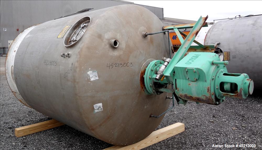 Used 2000 Gallon Stainless Steel Groen Pressure Tank, Model 2B-WC-1000 