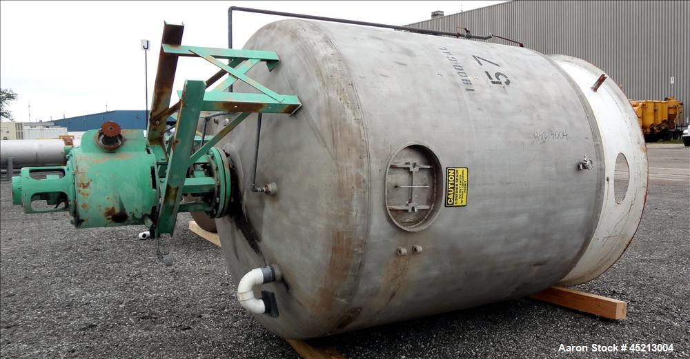 Used 2000 Gallon Stainless Steel Groen Pressure Tank, Model 2B-WC-1000 