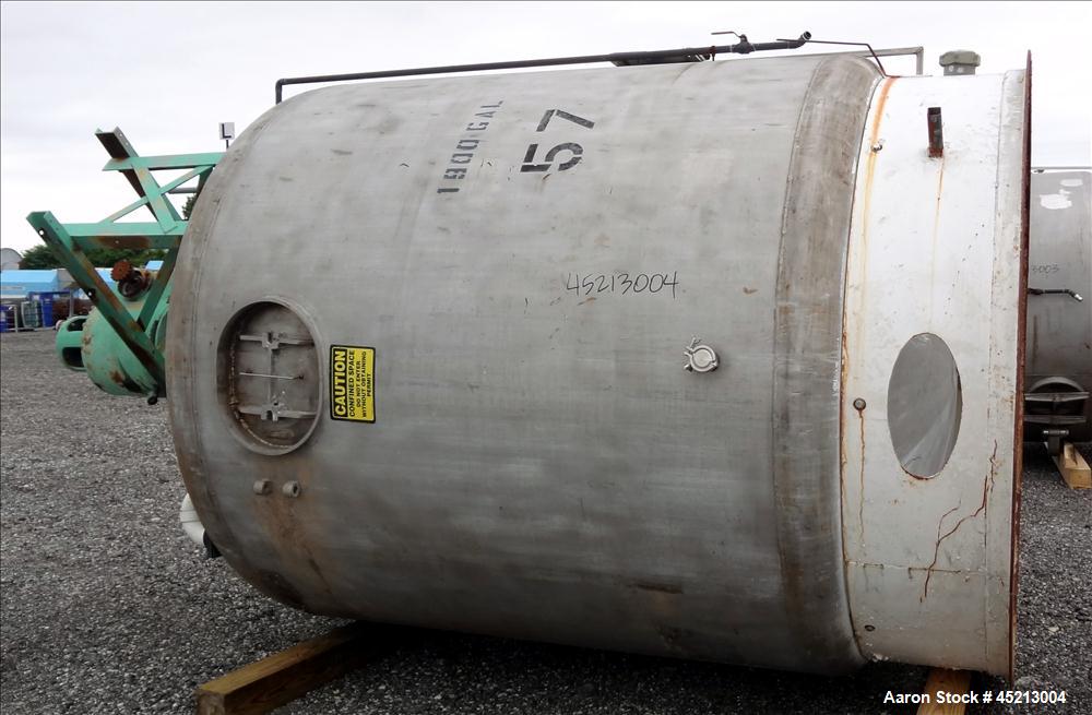 Used 2000 Gallon Stainless Steel Groen Pressure Tank, Model 2B-WC-1000 