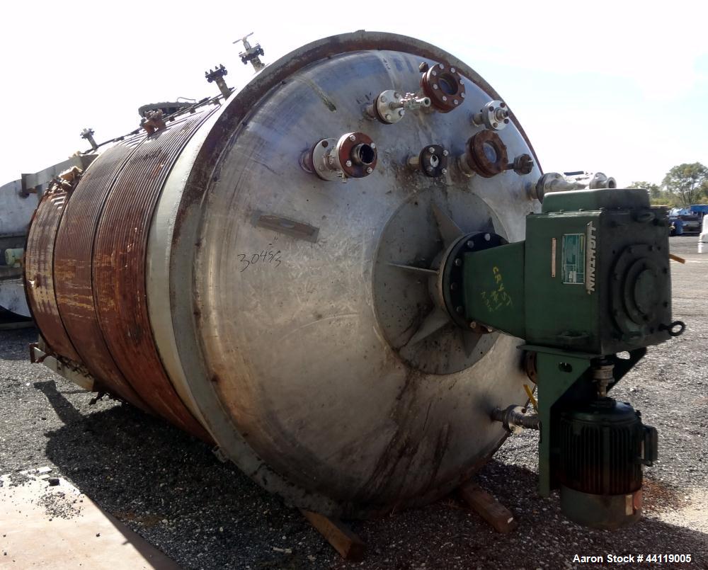Used Imperial Steel Pressure Tank / Reactor, 4775 Gallon, 304 Stainless Steel, Vertical. 96" Diameter x 138" straight side, dished top and bottom. Internal rated 15 psi & Full Vacuum at 300 degrees F...