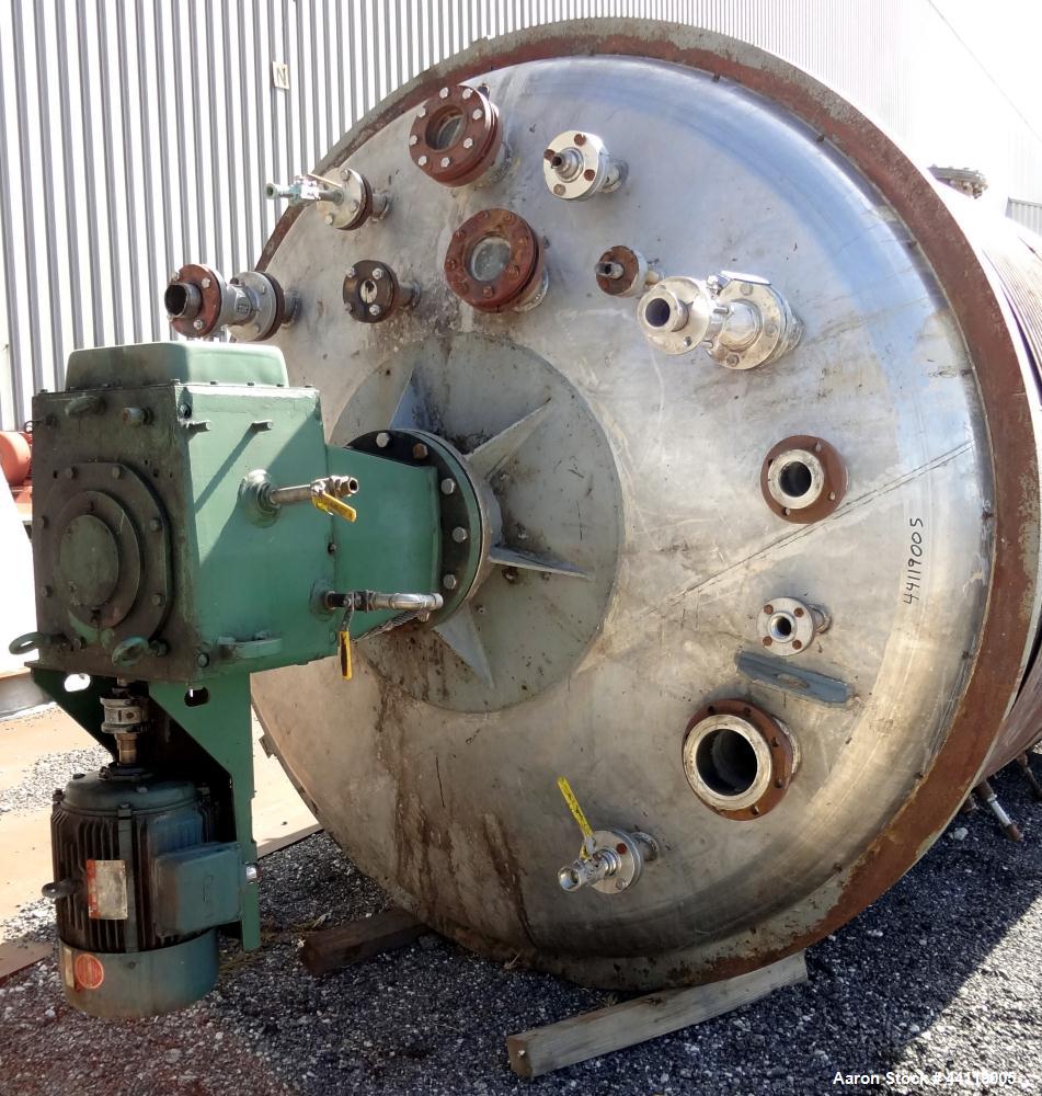 Used Imperial Steel Pressure Tank / Reactor, 4775 Gallon, 304 Stainless Steel, Vertical. 96" Diameter x 138" straight side, dished top and bottom. Internal rated 15 psi & Full Vacuum at 300 degrees F...