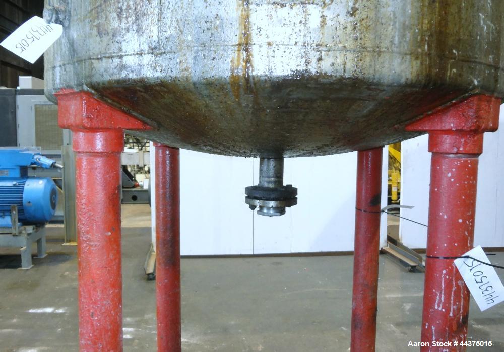 Used Imperial Steel Tank, 1200 Gallon, 316 Stainless Steel, Vertical. Approximate 60" diameter x 96" straight side, dished top and bottom. Top entering ProQuip agitator, no model or serial#. Approxim...