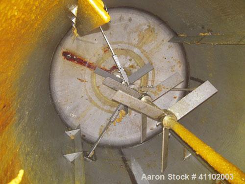 Used Imperial Steel Tank Company Tank, 1800 gallon, 304 stainless steel, vertical. 72" diameter x 96" straight side. Flat bolt on top with a 1/4 hinged cover, dish bottom. Top carbon steel agitator b...