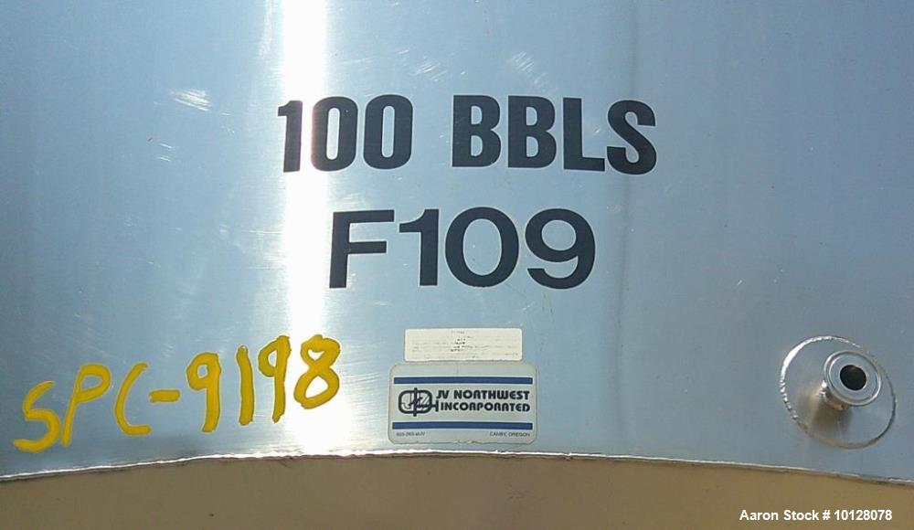 Used JV Northwest Inc 3,900-Gallon Jacketed Stainless Steel Vertical Tank