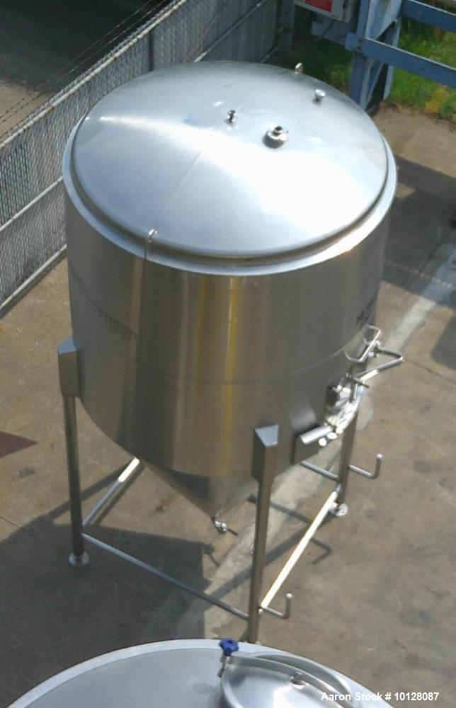Used 2,000 Gallon JV Northwest Stainless Steel Jacketed Vertical Tank – Cone Bottom, Tri-Clamp Fittings