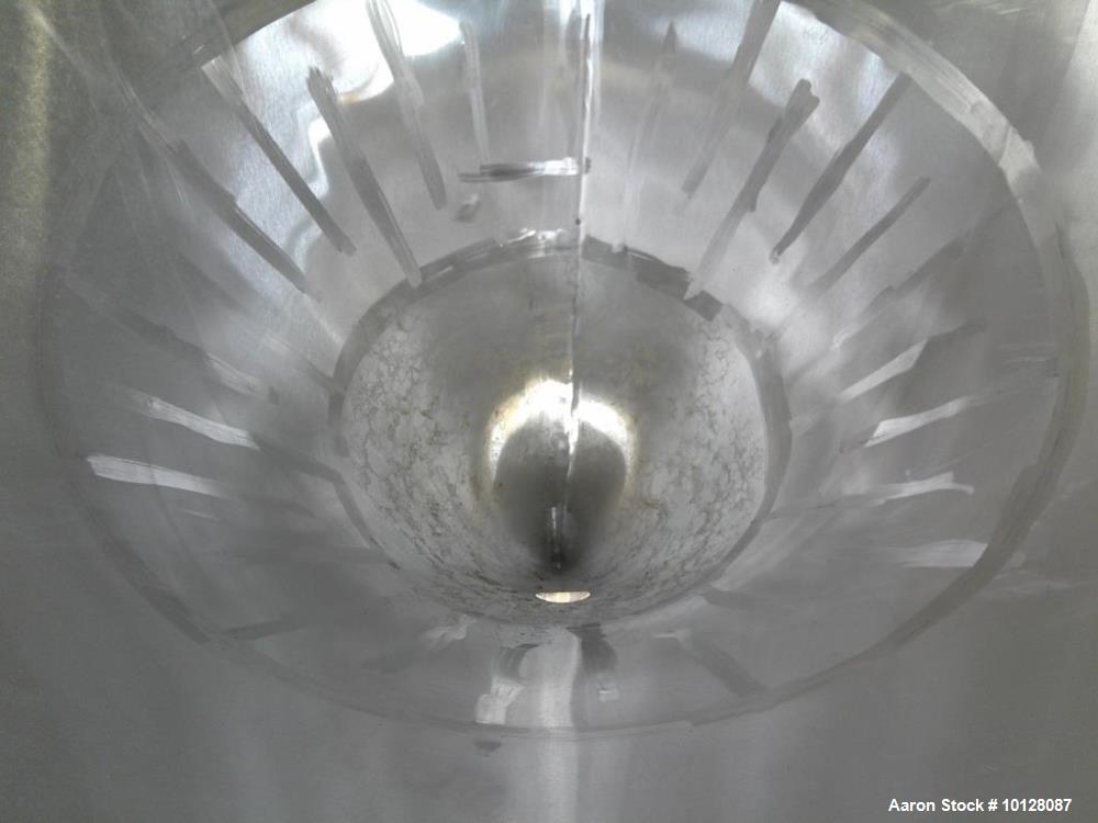 Used 2,000 Gallon JV Northwest Stainless Steel Jacketed Vertical Tank – Cone Bottom, Tri-Clamp Fittings