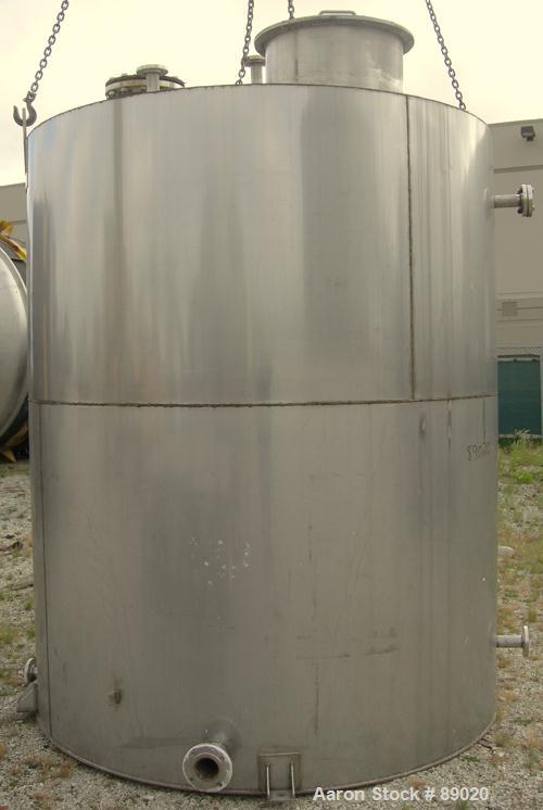Used Keller Sales And Engineering Tank, 2,858 Gallon, 304 Stainless Steel, Vertical. Approximately 90" diameter x 108" straight side. Coned top, flat bottom. Openings: top 3", (3) 2", 10", 24" manway...