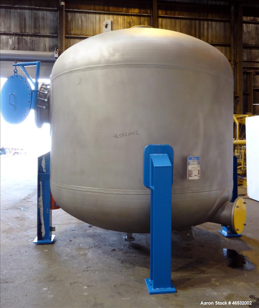 Unused- Graver Water Systems Approximate 4000 Gallon Mixed Bed Vessel Ion Exchange Column Tank. Manufactured by Kennedy Tank, 304/304L stainless steel, vertical. 120" Diameter x 60" straight side, 2:...