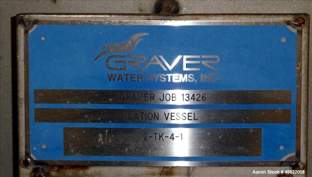 Unused- Graver Water Systems Approximate 4700 Gallon Cation Vessel Ion Exchange Column Tank. Manufactured by Kennedy Tank, 316/316L stainless steel, vertical. 120" Diameter x 76" straight side, 2:1 e...