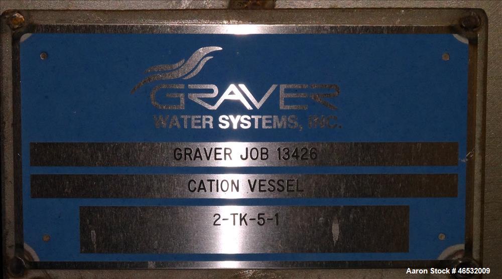 Unused- Graver Water Systems Approximate 4700 Gallon Cation Vessel Ion Exchange Column Tank. Manufactured by Kennedy Tank, 316/316L stainless steel, vertical. 120" Diameter x 76" straight side, 2:1 e...